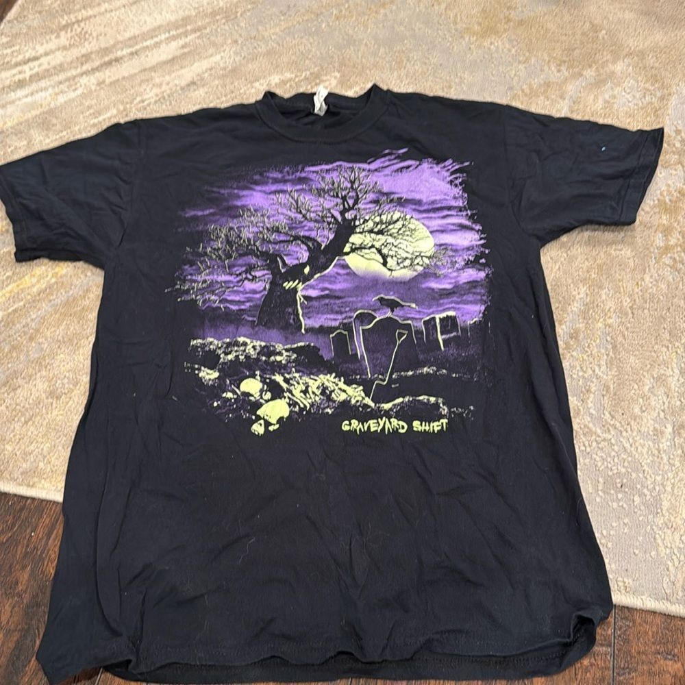 Vintage Graveyard Shift Horror Movie Tv Series Black Crow T shirt Size M